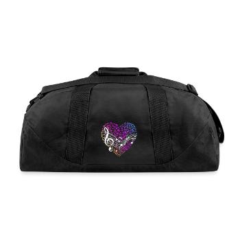 Musical Notes Heart Treble Clef Music - Recycled Duffel Bag - black - Back