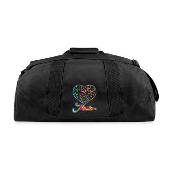 Musician Heart Notes Treble Clef Musical - Recycled Duffel Bag - black - Back