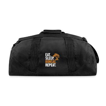 Eat Sleep Bonsai Repeat Indoor Bonsai Bonsai Pots - Recycled Duffel Bag - black - Back