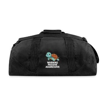 Warning Passive Aggressive Turtle Humor - Recycled Duffel Bag - black - Back