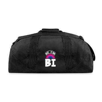 Hi I'm Bi Bisexual Bi Pride Flag - Recycled Duffel Bag - black - Back