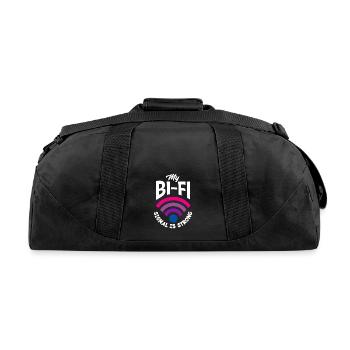 My Bi-Fi Signal Is Strong Funny Bisexual Bi Pride - Recycled Duffel Bag - black - Back