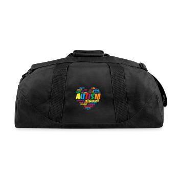 Autism Awareness Autism Heart Shirt - Recycled Duffel Bag - black - Back