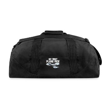 Solo Traveler Vacation Trip My First Airplane - Recycled Duffel Bag - black - Back