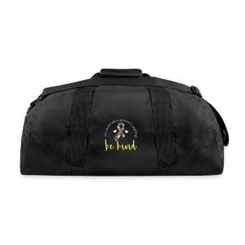 Be Kind Ribbon Puzzle Autism T-Shirt - Recycled Duffel Bag - black - Back