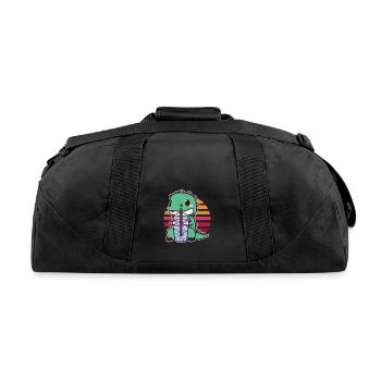 Dinosaur drinks bubble tea - Recycled Duffel Bag - black - Back