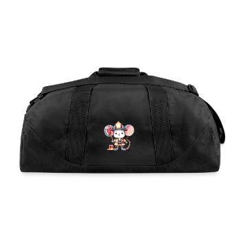 Cute Mouse Firefighter - Recycled Duffel Bag - black - Back