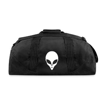 Alien Silhouette Head Face - Recycled Duffel Bag - black - Back