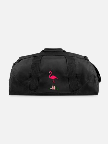 Flamingo with boots art animal print bird pink - Recycled Duffel Bag - black
