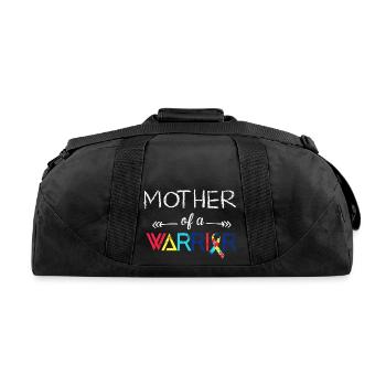 Mother of a Warrior Autism Shirt - Recycled Duffel Bag - black - Back
