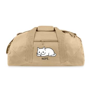 Nope Funny Cute Cat Loaf Minimalist Line Art - Recycled Duffel Bag - beige - Front