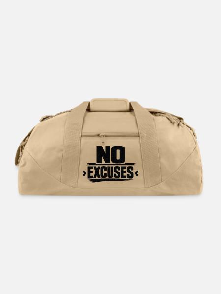 No Excuses Bold Typography - Recycled Duffel Bag - beige