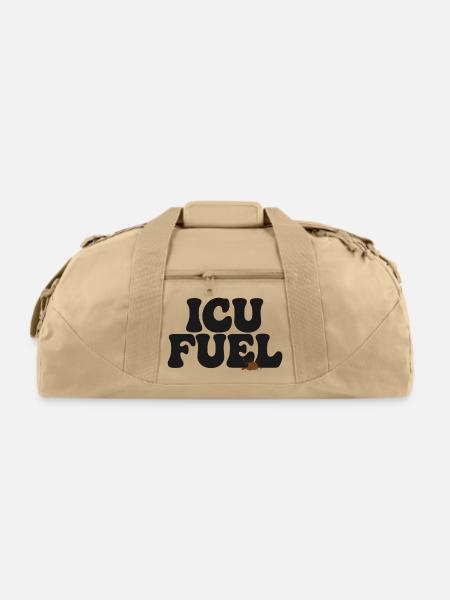 ICU Fuel: Bold Lettering with Splash - Recycled Duffel Bag - beige