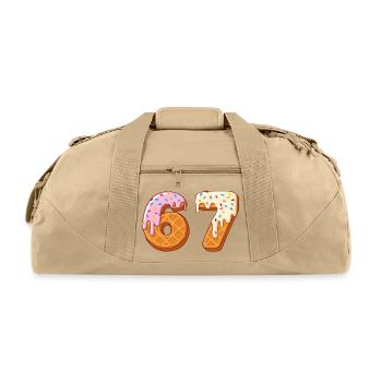 67 Sixty Seven Number 67 Waffle Six Seven Meme - Recycled Duffel Bag - beige - Front