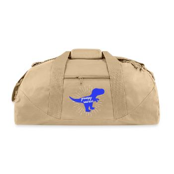 Grumpysaurus Funny Blue T-Rex Dinosaur - Recycled Duffel Bag - beige - Front