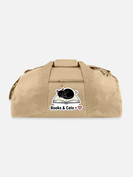 Books and Cats Cozy Read - Recycled Duffel Bag - beige