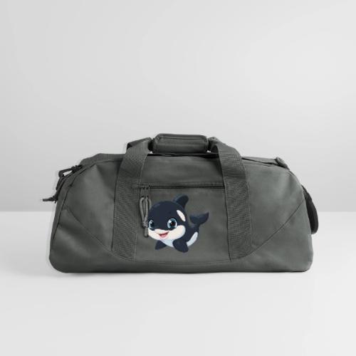 Playful Cartoon Baby Orca with Sweet Smile - Recycled Duffel Bag