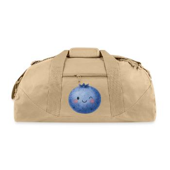Blueberry Kawaii Watercolor Smile Kids Children - Recycled Duffel Bag - beige - Front