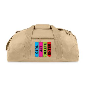 Tech Humor Design – Restart Your Life in Color - Recycled Duffel Bag - beige - Front