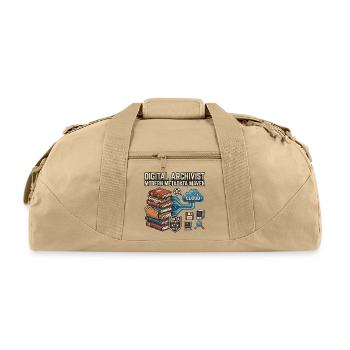 Digital Archivist Modern Metadata Maven Design - Recycled Duffel Bag - beige - Front