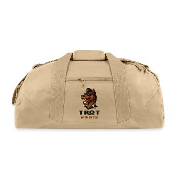 Trot With Style Horses Design - Recycled Duffel Bag - beige - Front