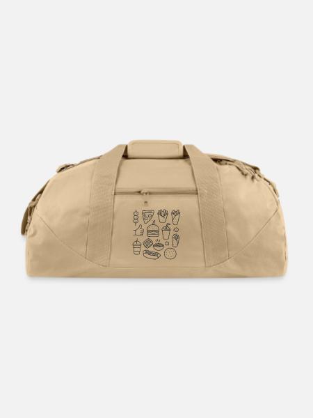 Fast Food Doodle Icons - Recycled Duffel Bag - beige