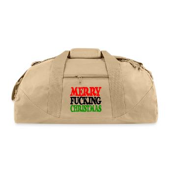 MERRY FUCKING CHRISTMAS funny cursing holidays bah - Recycled Duffel Bag - beige - Front