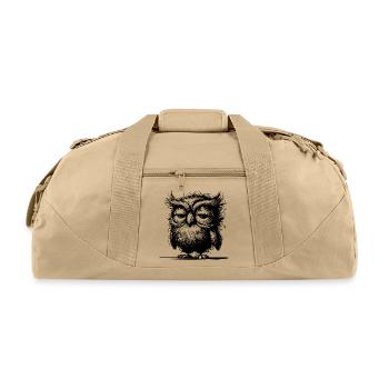 Owl I'm Not Grumpy, Just Sleepy - Recycled Duffel Bag - beige - Front