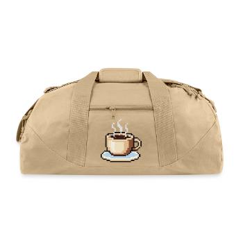 Pixelated Coffee Mug Retro Pixel Art Design - Recycled Duffel Bag - beige - Front