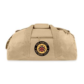 Bug Hunter Software Tester Ladybug Badge Design - Recycled Duffel Bag - beige - Front