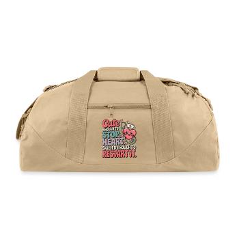 Cute Heart Restart Quote Tee Design - Recycled Duffel Bag - beige - Front