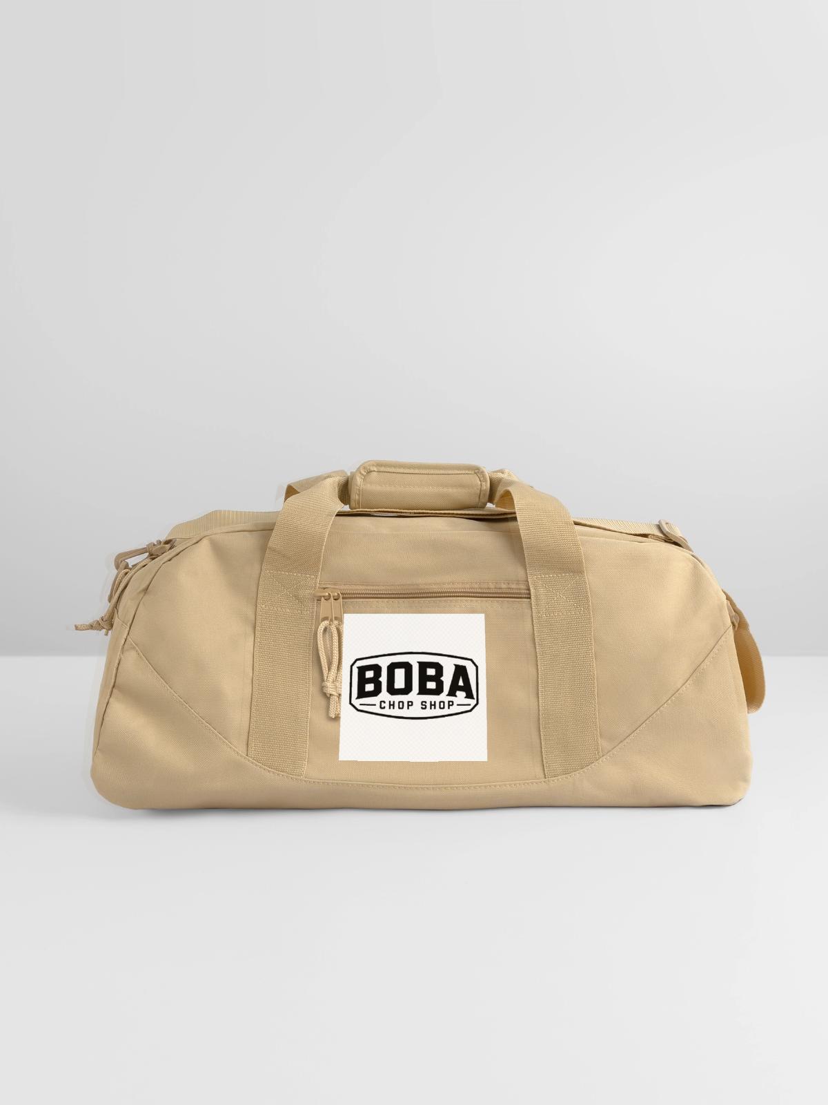Boba Chop Shop Logo - Recycled Duffel Bag - beige - Front