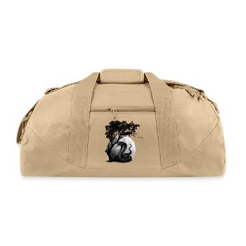 Mystical Cobra Snake and Tree Graphic T-Shirt
 - Recycled Duffel Bag - beige - Front