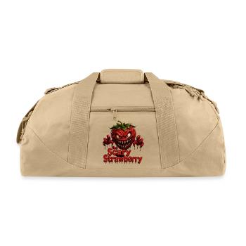The Scary Strawberry - Horror Monster Fruit Shirt  - Recycled Duffel Bag - beige - Front