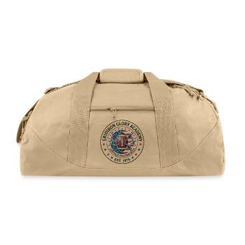 Vintage_American_Football_Lightning_Bolt_Badge_ - Recycled Duffel Bag - beige - Front