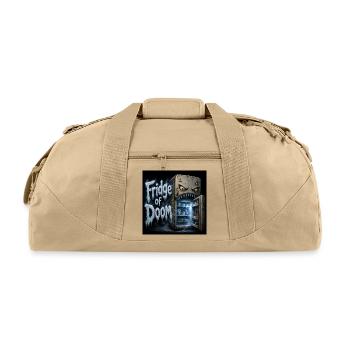 Fridge of Doom - Funny Scary Monster Refrigerator  - Recycled Duffel Bag - beige - Front