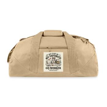 Vintage Cat Co-Worker T-Shirt Design "My Cat Is My - Recycled Duffel Bag - beige - Front