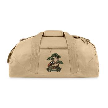 Beetle Bonsai Watering Scene - Recycled Duffel Bag - beige - Front