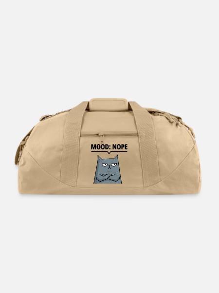 Mood Nope Grumpy Cat Illustration - Recycled Duffel Bag - beige