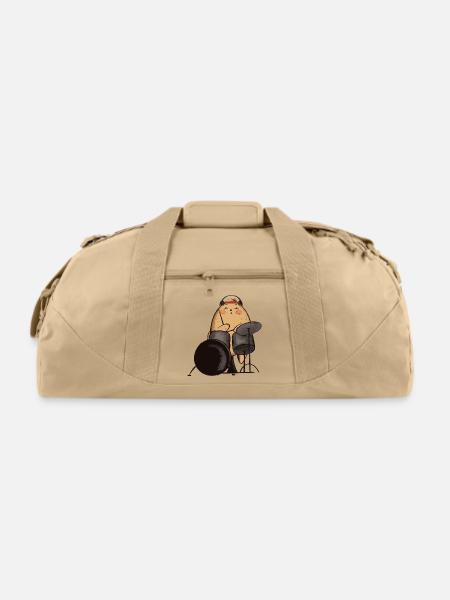 A cute cat Drummer - Recycled Duffel Bag - beige