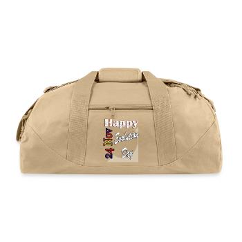 Happy 24th Evolution Day - Recycled Duffel Bag - beige - Front