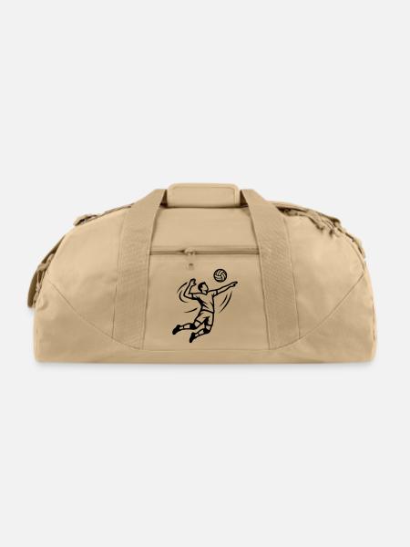 Volleyball Player Spiking Volleyball Team Club - Recycled Duffel Bag - beige