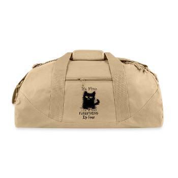 I'm Fine Everything Is Fine Fuzzy Cat Gift - Recycled Duffel Bag - beige - Front