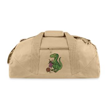 Knit Dino Cozy Green Reptile - Recycled Duffel Bag - beige - Front