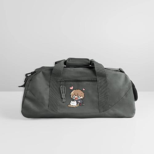 Crying Chibi Boy with Stray Cat - Recycled Duffel Bag