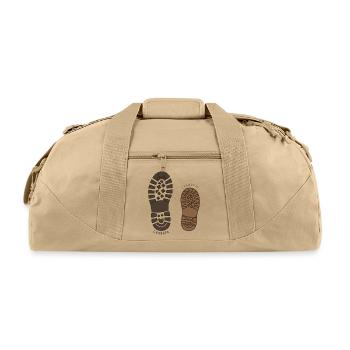 Grandpa Grandkid Footprint Duo - Recycled Duffel Bag - beige - Front