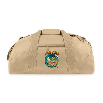 Time Flies Skeleton with Hourglass - Recycled Duffel Bag - beige - Front
