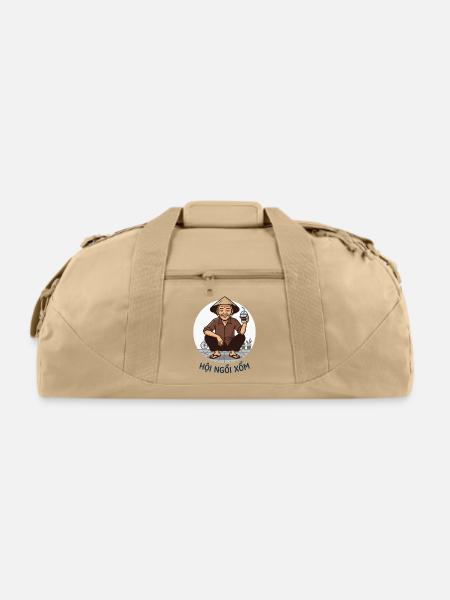 Conical Hat Coffee Vendor - Recycled Duffel Bag - beige