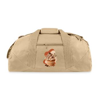 Coffee cupcake design for sweet, indulgent moments - Recycled Duffel Bag - beige - Front