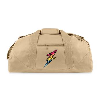 Colorful Black Cat Thunderbolt Patch - Recycled Duffel Bag - beige - Front
